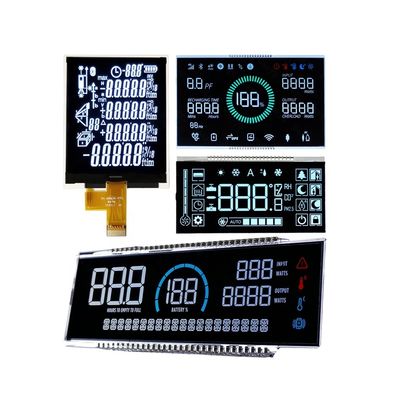 Schermo LCD a segmenti monocromatico personalizzato con retroilluminazione a LED bianchi e ampio display VA nero per dispositivi di controllo monitor